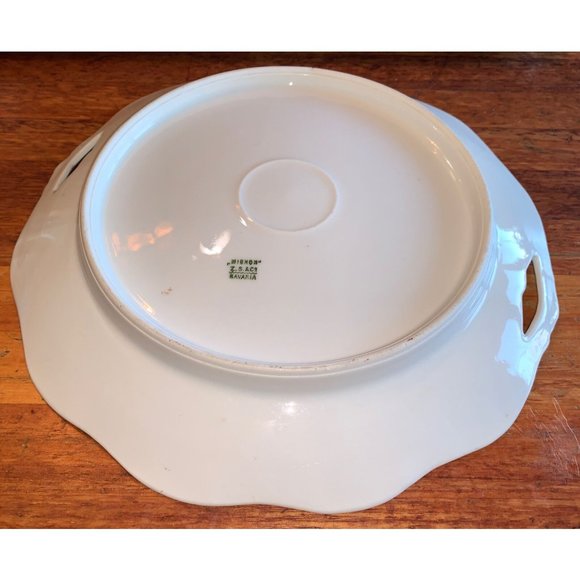 Vtg Mignon Z.S. & C. Bavaria Pink Tulips platter  plate Scalloped Edge 9.5” - Picture 4 of 4